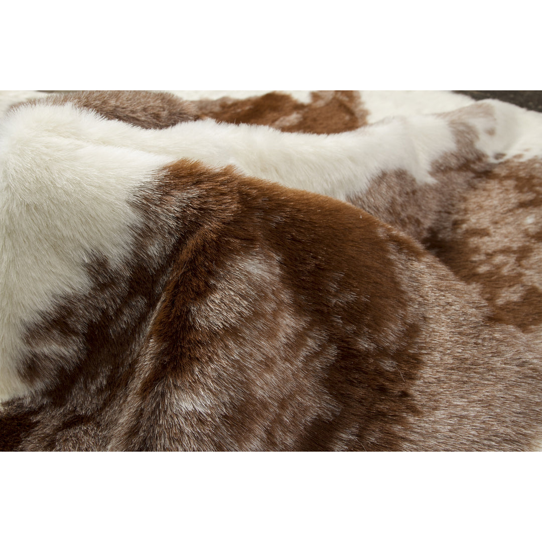 Luxe Faux Cowhide Rug 4x5 Brown White Classic 1-Piece Chic Accent Image 2