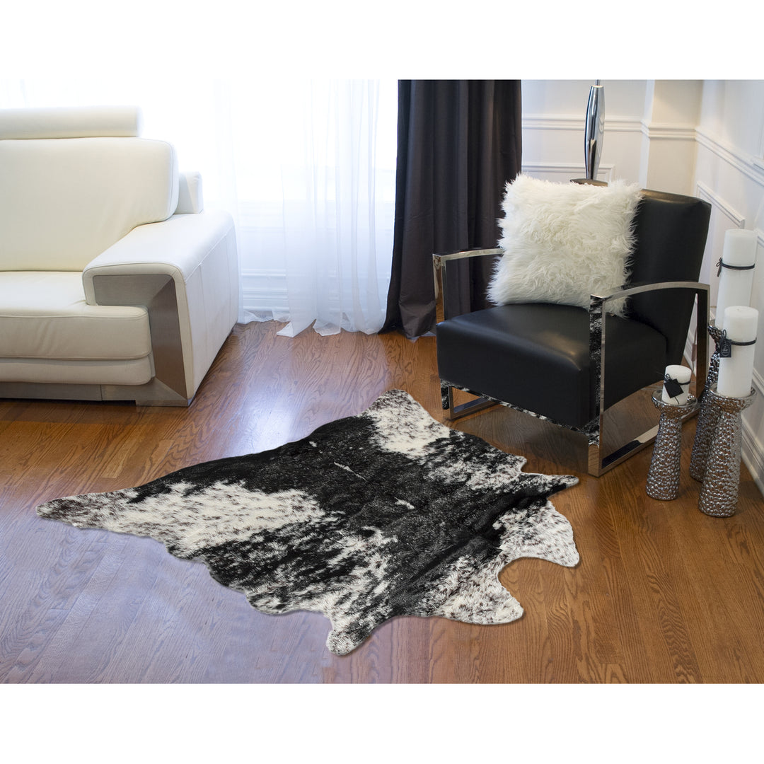 Luxe Faux Cowhide Rug 2 ft Soft Animal-Free Plush Machine Washable Image 4