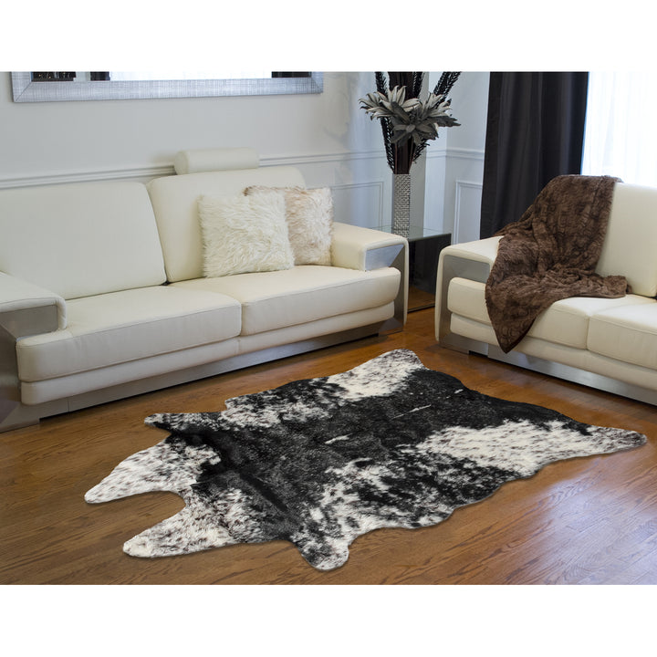 Luxe Faux Cowhide Rug 2 ft Soft Animal-Free Plush Machine Washable Image 7