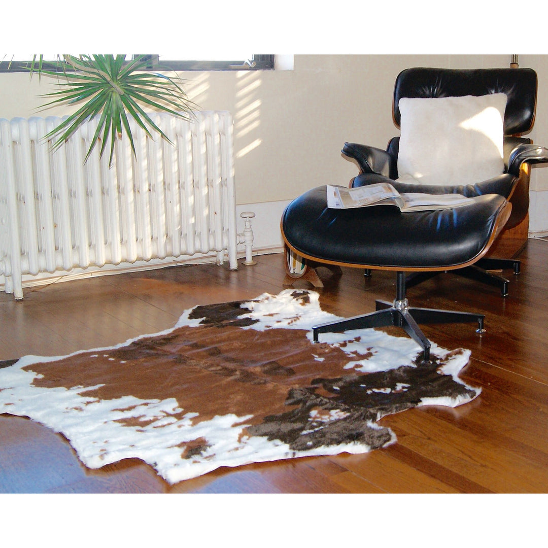 Luxe Faux Cowhide Rug 4x5 Brown White Classic 1-Piece Chic Accent Image 11