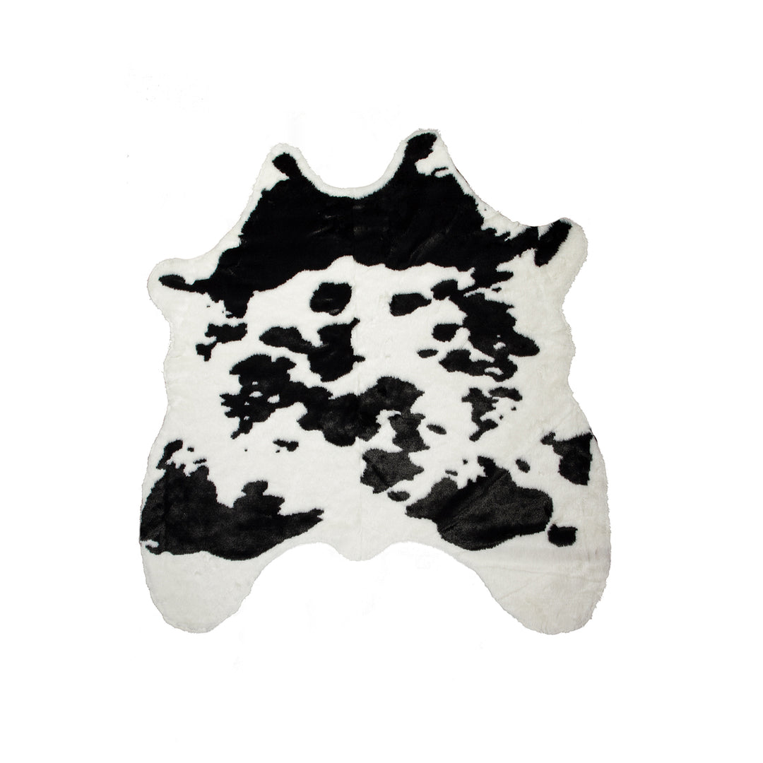 Luxe Faux Cowhide Rug 4x5 Sugarland Black White Soft Throw Image 1