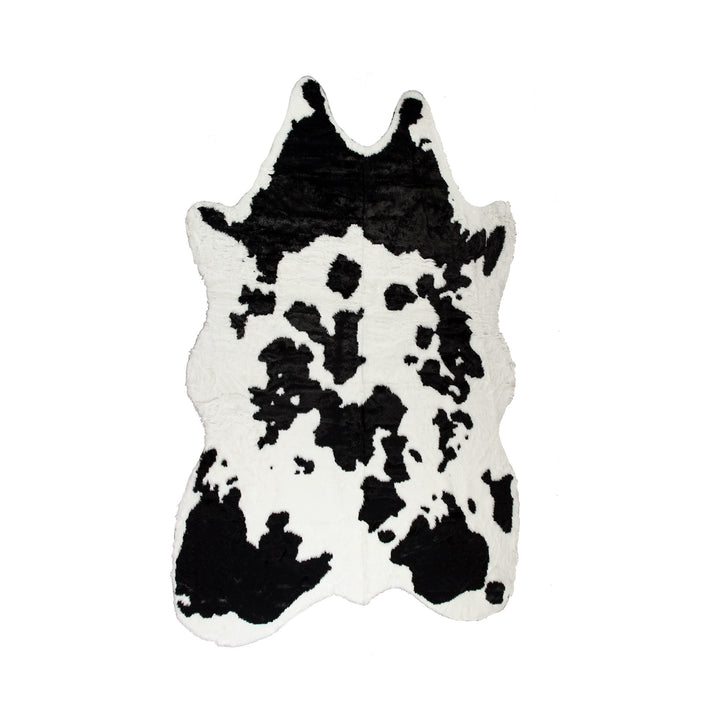 Luxe Faux Cowhide Rug 4x5 Sugarland Black White Soft Throw Image 4