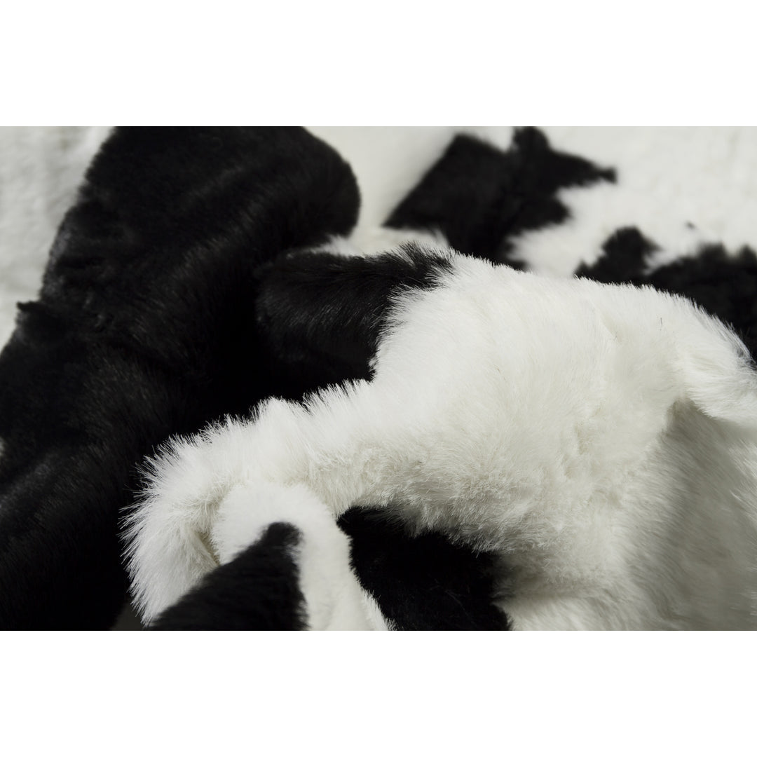 Luxe Faux Cowhide Rug 4x5 Sugarland Black White Soft Throw Image 5