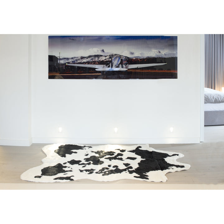 Luxe Faux Cowhide Rug 4x5 Sugarland Black White Soft Throw Image 7