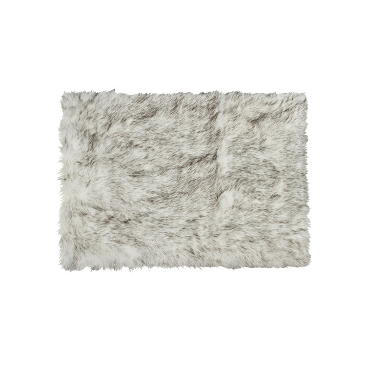 Luxe Hudson Faux Sheepskin Rug 5x8 Gradient Grey Plush Material Image 1