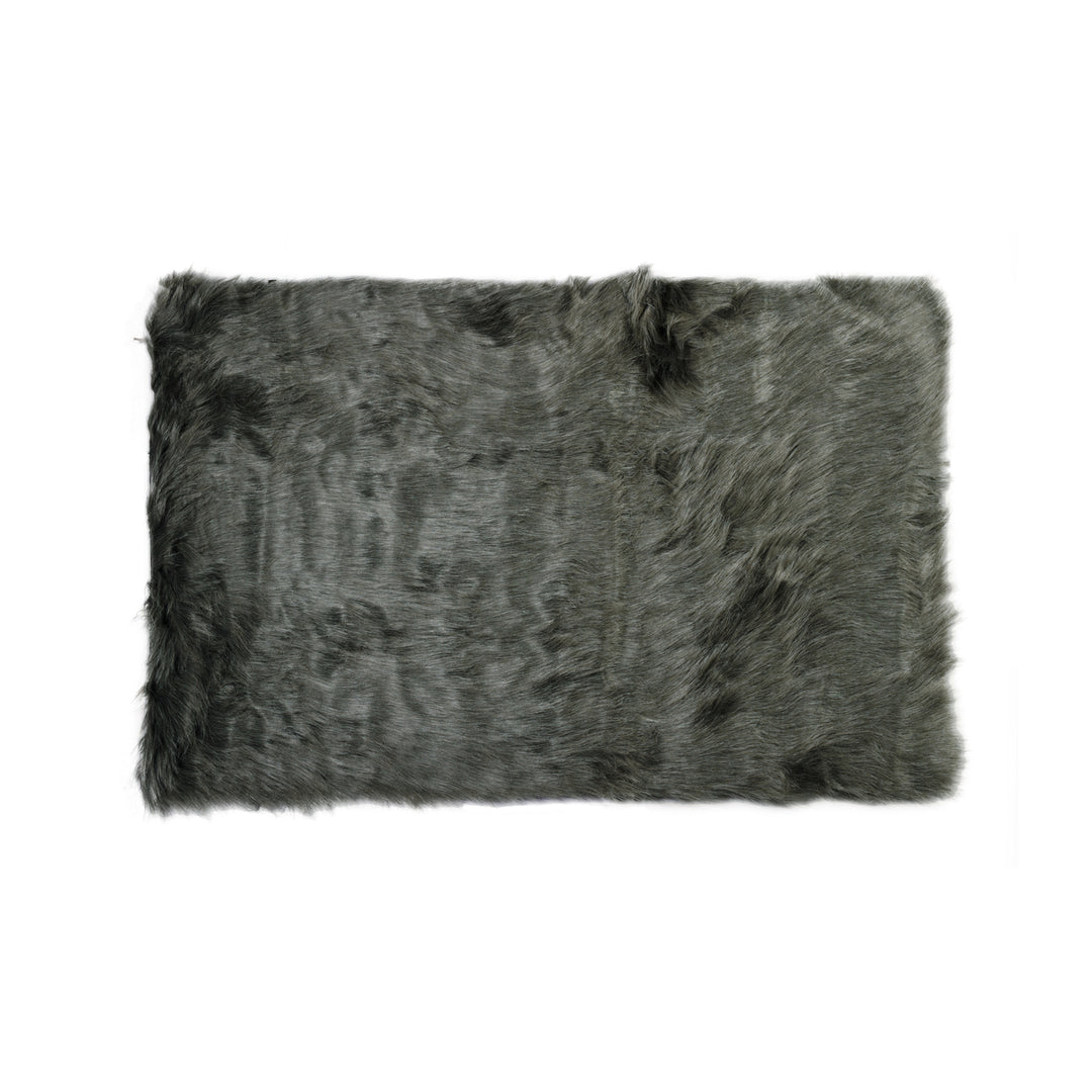 Luxe Hudson Faux Sheepskin Rug 5x8 Gradient Grey Plush Material Image 7