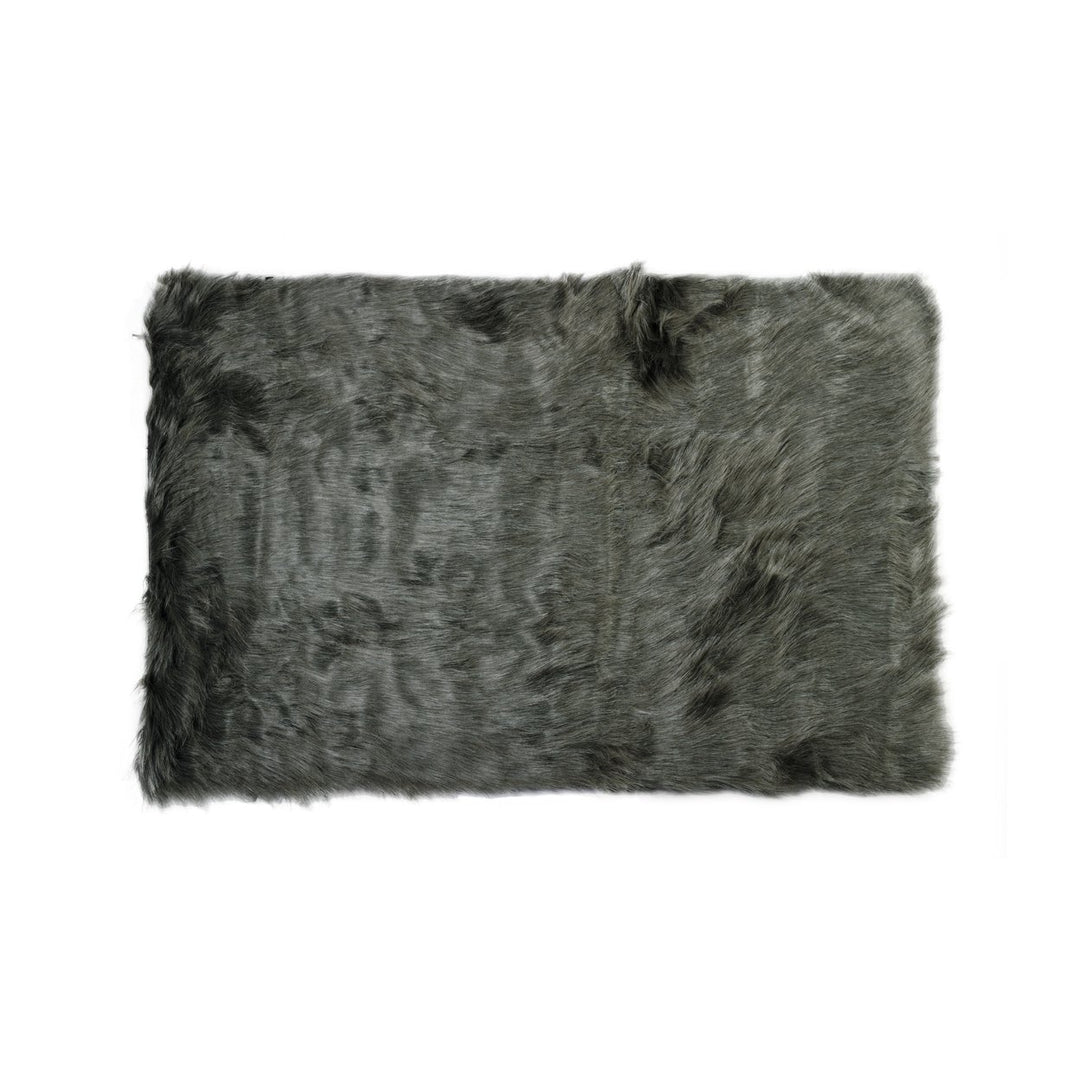 Luxe Hudson Faux Sheepskin Rug 5x8 Gradient Grey Plush Material Image 1