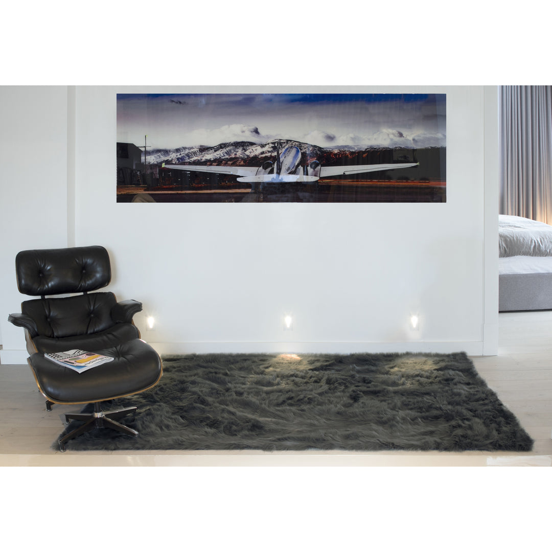 Luxe Hudson Faux Sheepskin Rug 5x8 Gradient Grey Plush Material Image 10