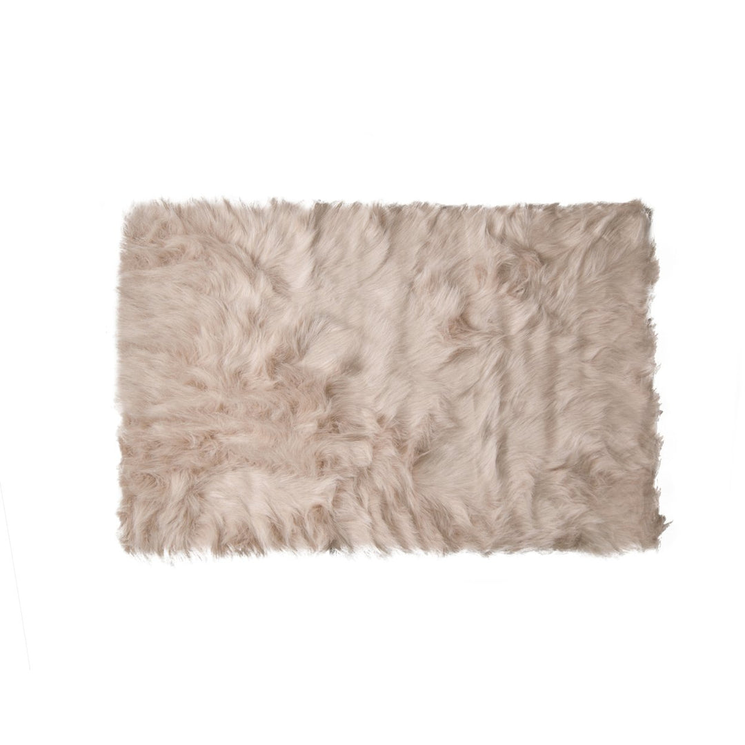 Luxe Hudson Faux Sheepskin Rug 2x3 Tan Soft Decorative Throw Image 1