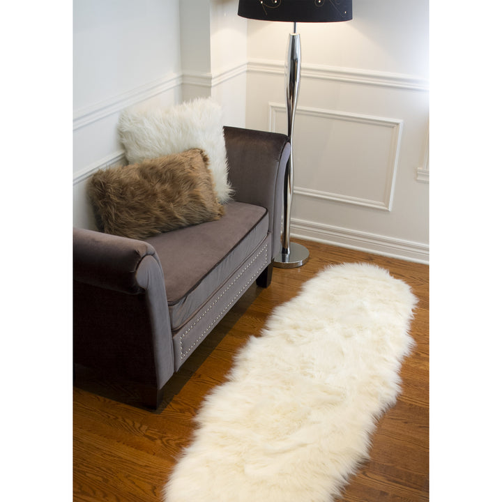 Luxe Gordon Faux Sheepskin Double Rug Off-White 2x6 Feet Soft Durable Carpet Image 3