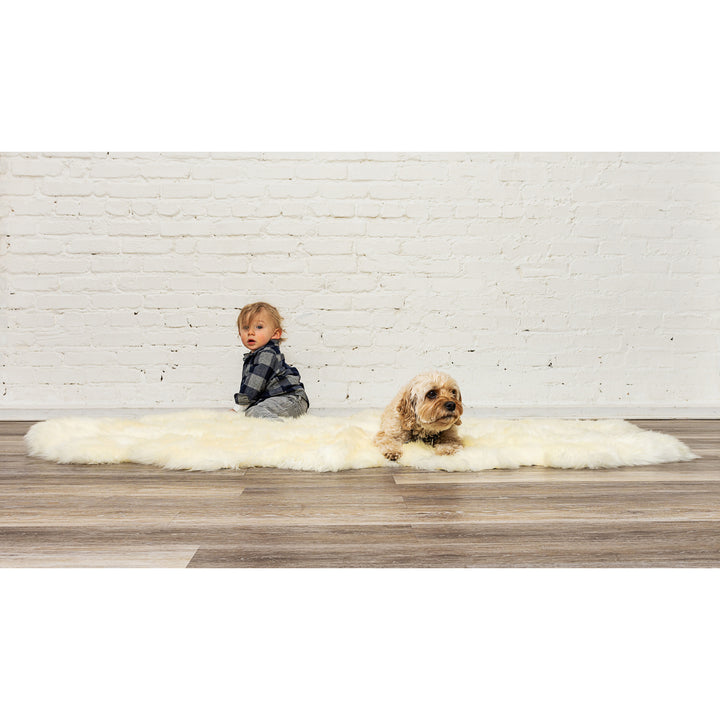 Natural Zealand Sheepskin Double Rug 2x6 White Hypoallergenic Soft Durable Image 6