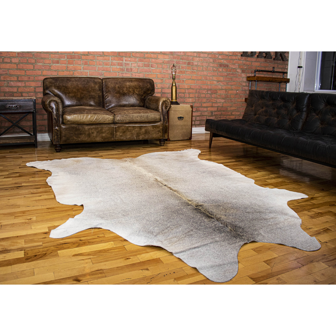 Kobe Cowhide Rug Light Grey 6x7 Natural 1-Piece Authentic Rug Image 7