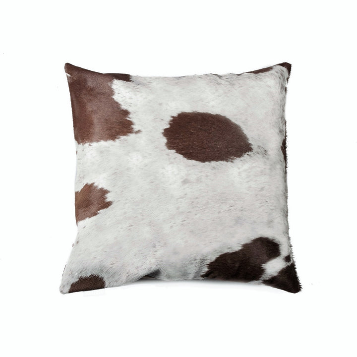 Torino Cowhide Pillow 18x18 White and Brown Natural Decorative Cushion Image 1