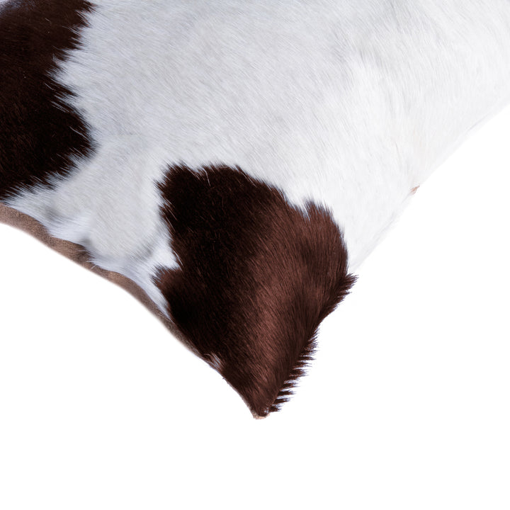 Torino Cowhide Pillow 18x18 White and Brown Natural Decorative Cushion Image 2