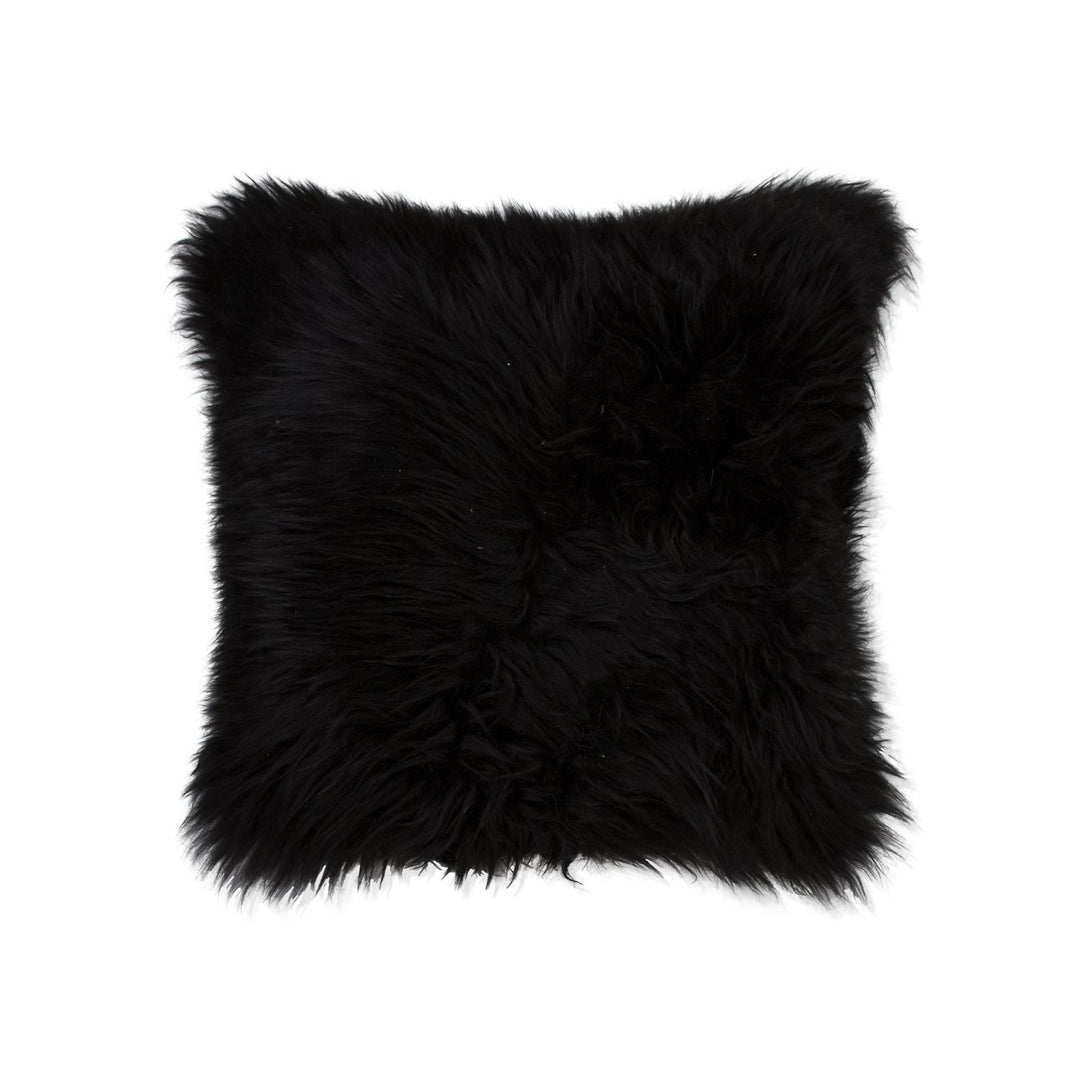 Zealand Sheepskin Pillow 12x20 Black Soft Decorative 1 Piece Image 4