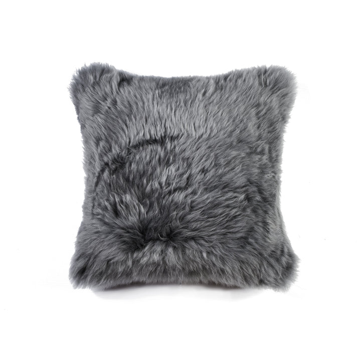 Zealand Sheepskin Pillow Gray 18x18 Natural 100% Sheepskin 1-Piece Image 1