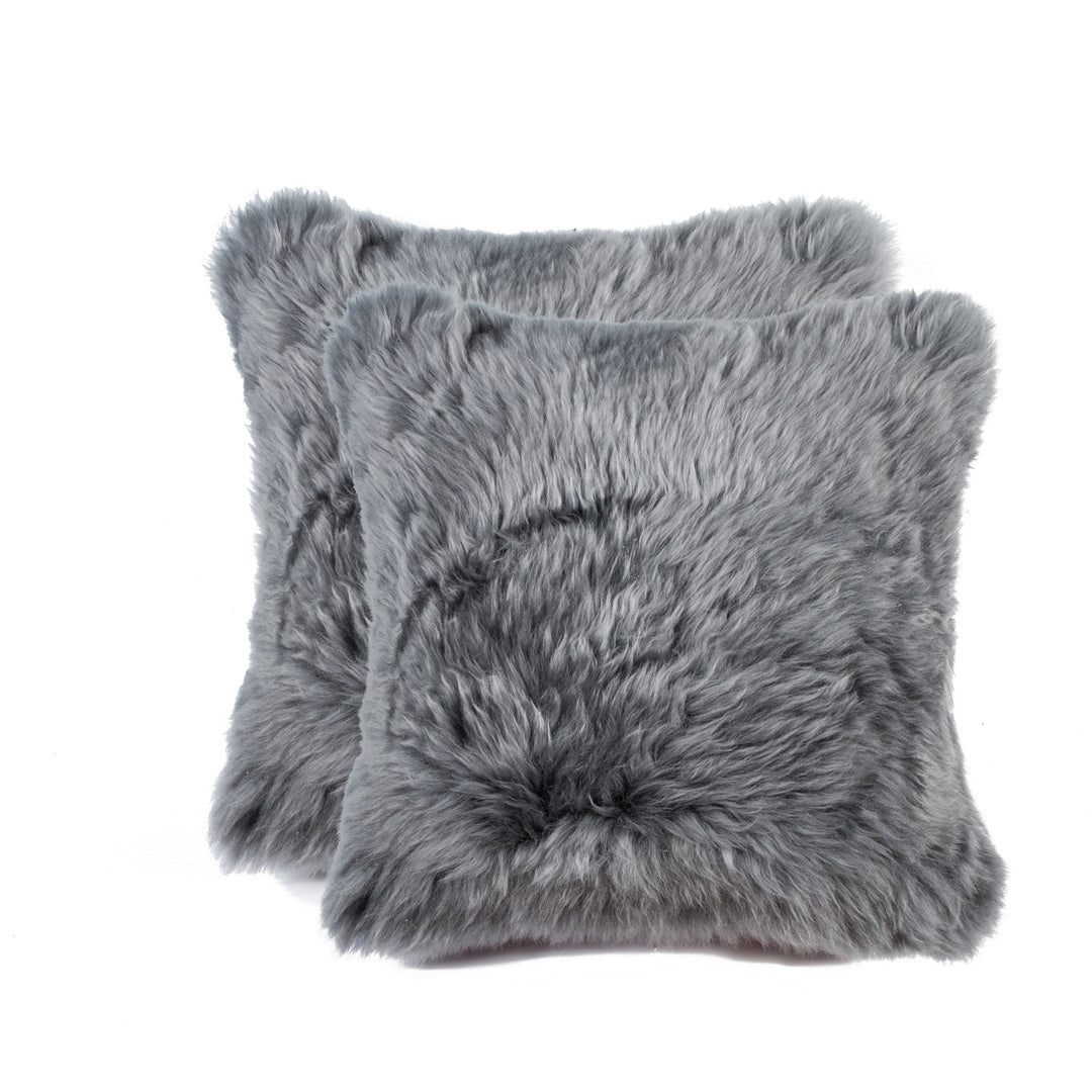 Zealand Sheepskin Pillow 2 Pack 12x20 Grey Soft Natural Image 6