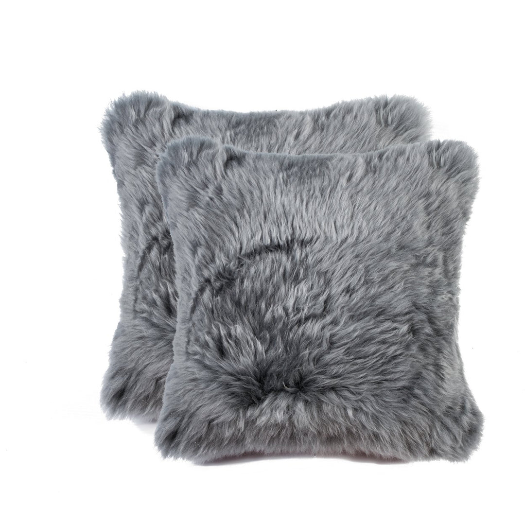 Zealand Sheepskin Pillow 2 Pack 12x20 Grey Soft Natural Image 1