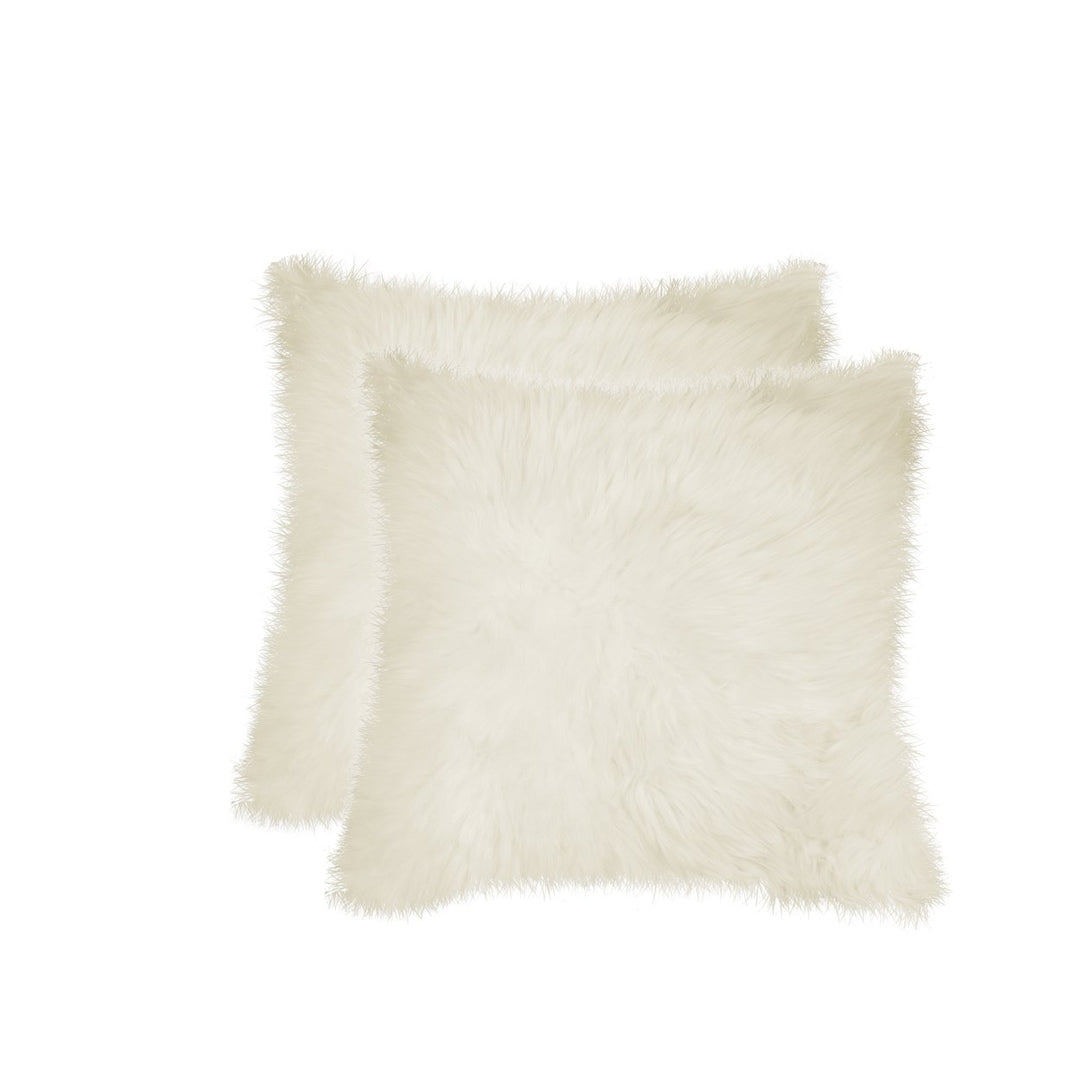 Natural Zealand Sheepskin Pillow 2-Pack 12x20 Natural Soft Decorative Cushion Image 1