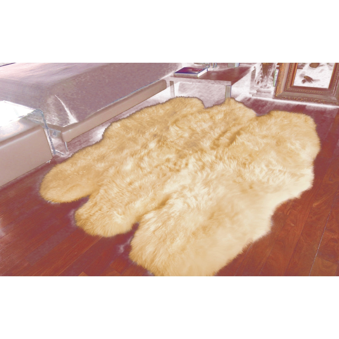 Natural Sheepskin Rug 5x6 Zealand Wool Hypoallergenic Plush Image 5