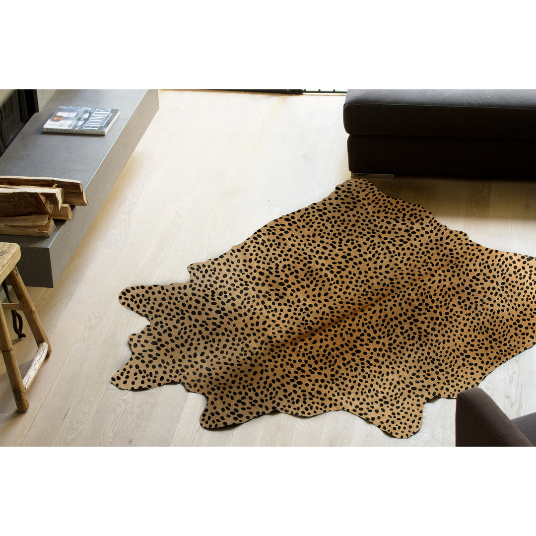 Togo Cowhide Rug Cheetah Natural Brown 6x7 Foot Area Rug 1 Piece Image 3