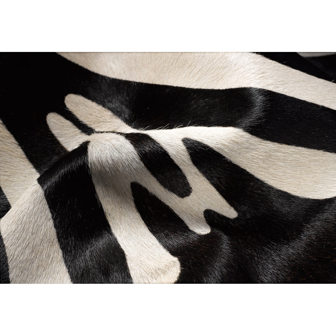 Togo Cowhide Rug 6x7 Zebra Black Off-White Natural 1-Piece Image 2