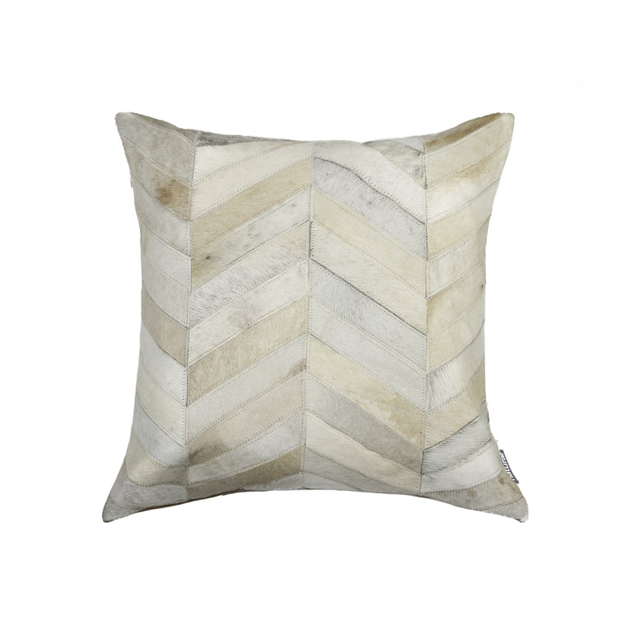 Torino Chevron Cowhide Pillow 18x18 Natural Accent Cushion 1-Piece Image 1