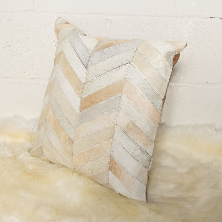 Torino Chevron Cowhide Pillow 18x18 Natural Accent Cushion 1-Piece Image 3