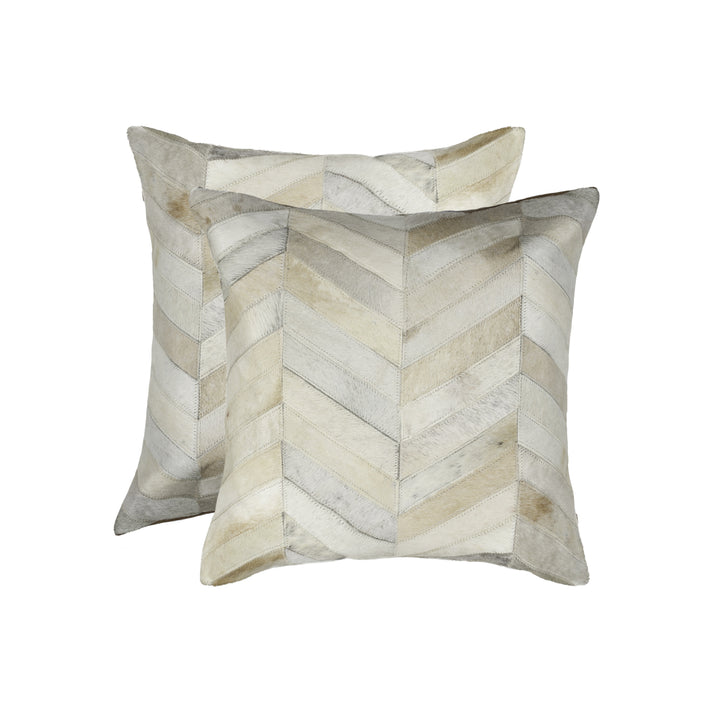 Torino Chevron Cowhide Pillow 18x18 Natural Accent Cushion 1-Piece Image 5