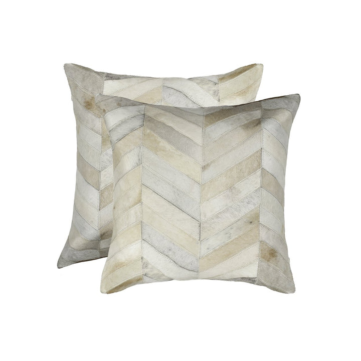 Torino Chevron Cowhide Pillow 18x18 Natural Accent Cushion 1-Piece Image 1