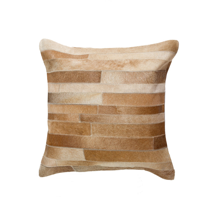 Natural Torino Madrid Cowhide Pillow Tan 18x18 Inches 1-Piece Image 1