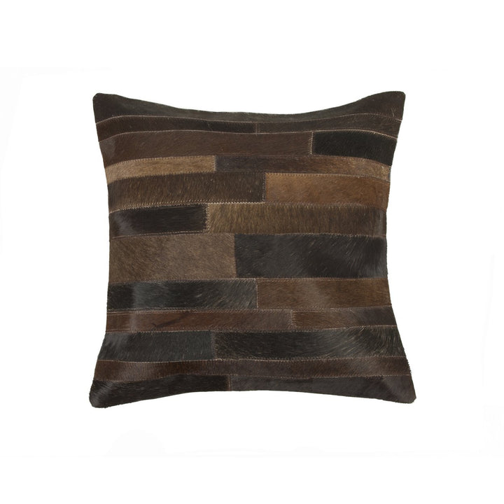 Natural Cowhide Pillow 18x18 Black Silver Torino Madrid 1-Piece Image 1