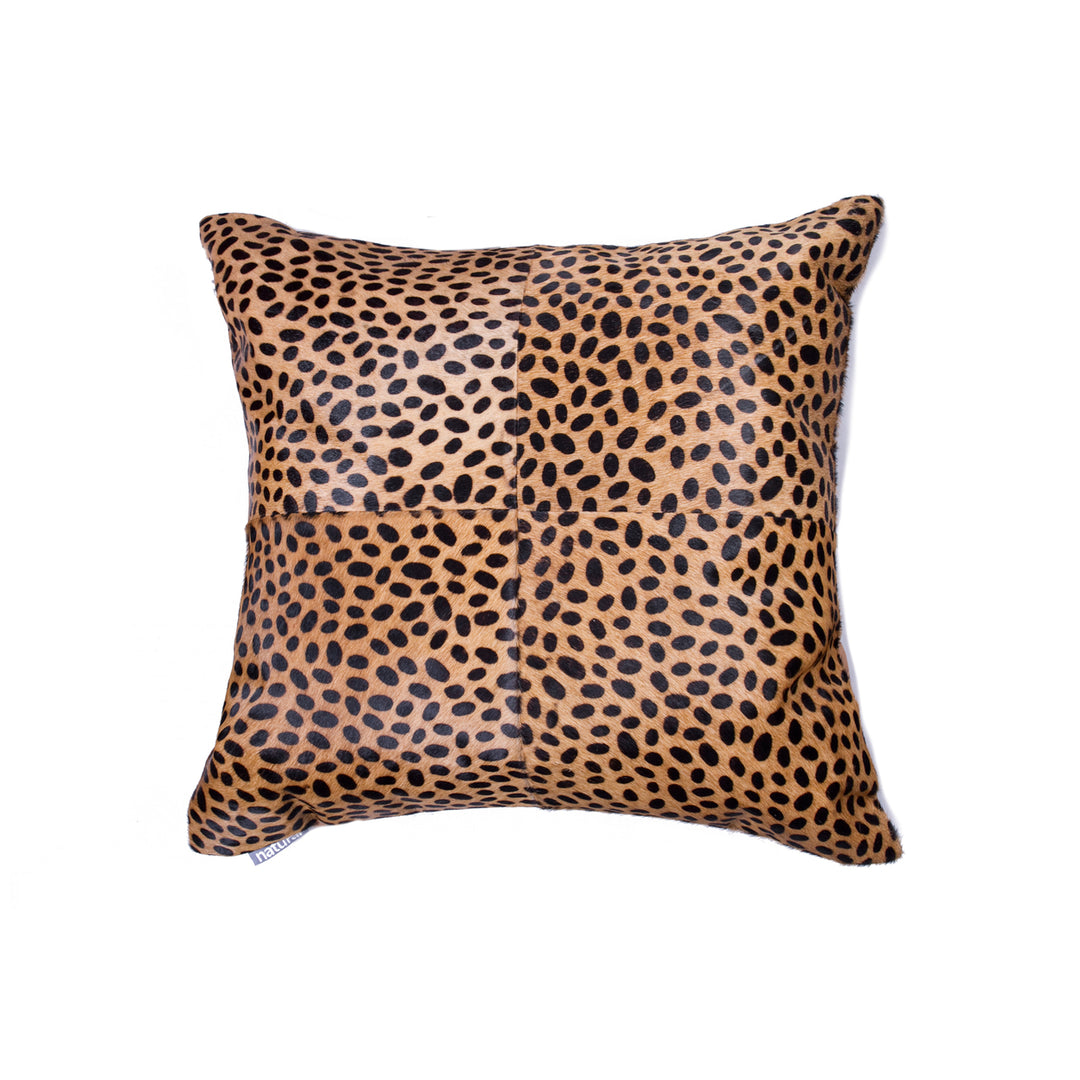 Torino Quattro Cowhide Pillow 18x18 Cheetah Natural 1 Piece Image 1