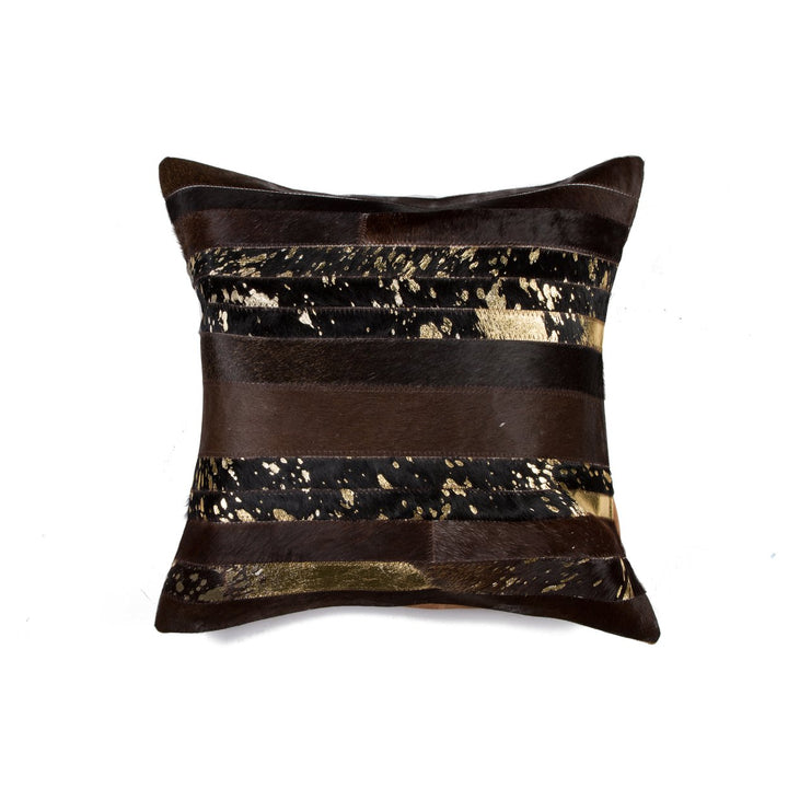 Natural Cowhide Pillow 18x18 Black Silver Torino Madrid 1-Piece Image 1