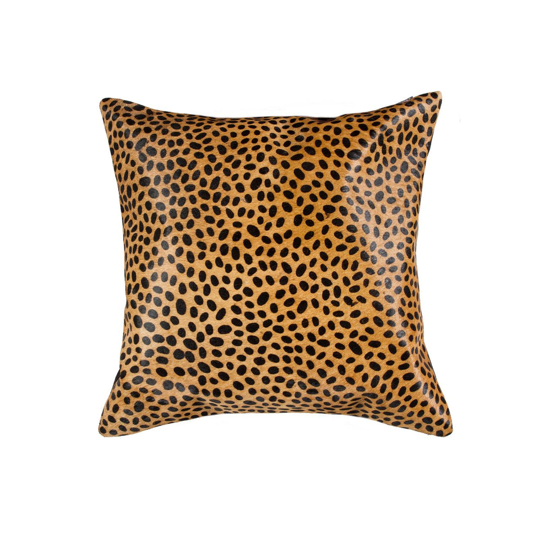 Natural Cowhide Pillow 12x20 Inches Cheetah Torino Togo Design Image 1