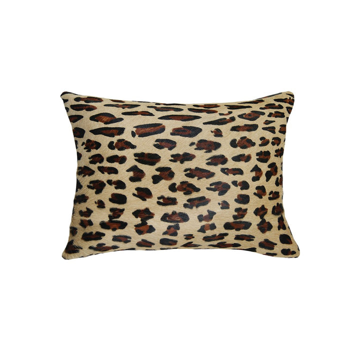 Natural Cowhide Pillow 12x20 Inches Cheetah Torino Togo Design Image 1