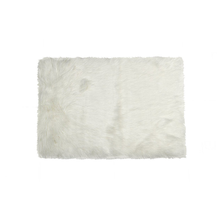 Luxe Hudson Faux Sheepskin Rug 3x5 Off White Plush Throw Image 1