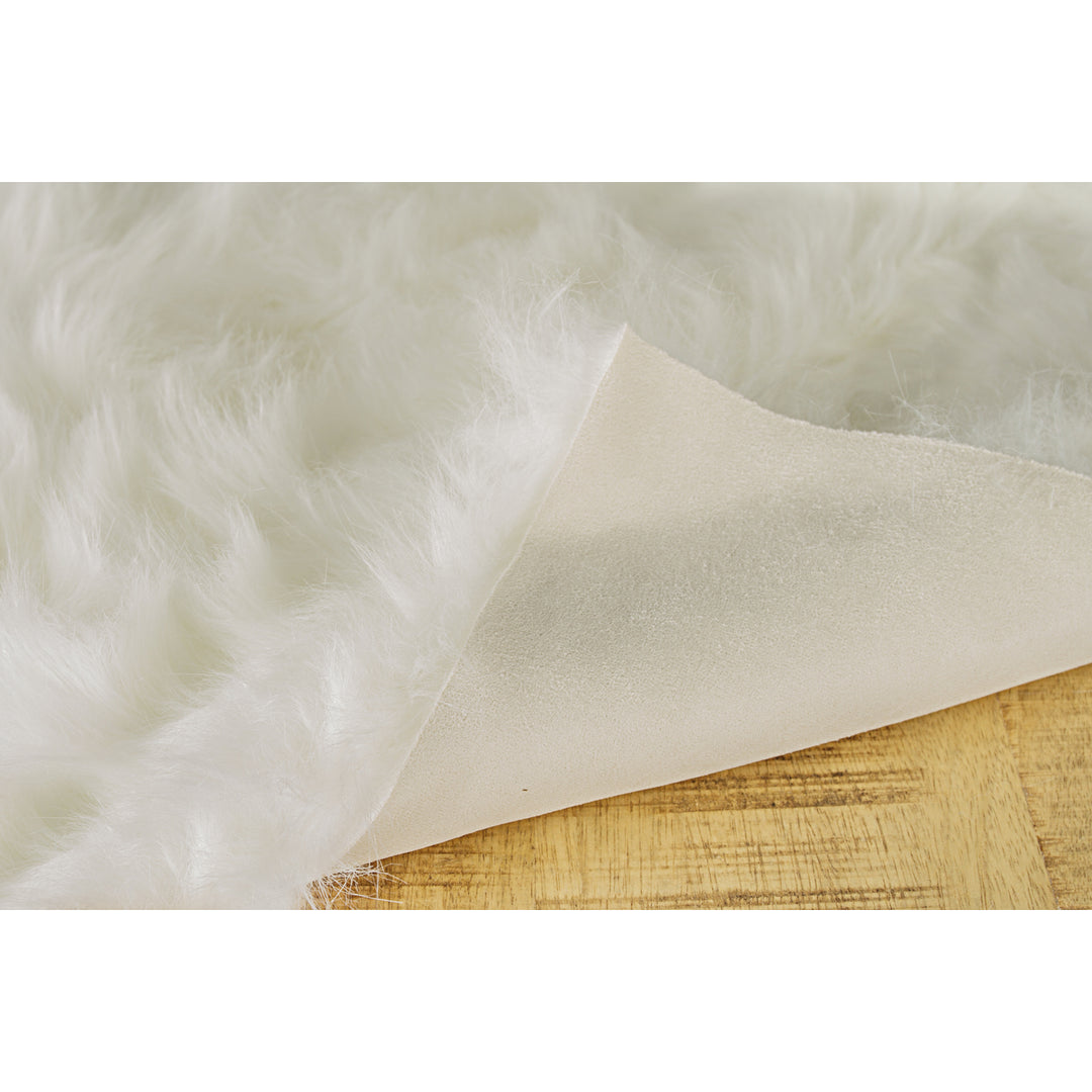 Luxe Hudson Faux Sheepskin Rug 3x5 Off White Plush Throw Image 6