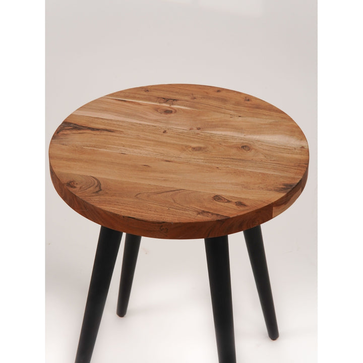 Handmade Eco-Friendly Vintage Acacia Wood and Iron Round Table 24"x20"x20" From BBH Homes Image 6