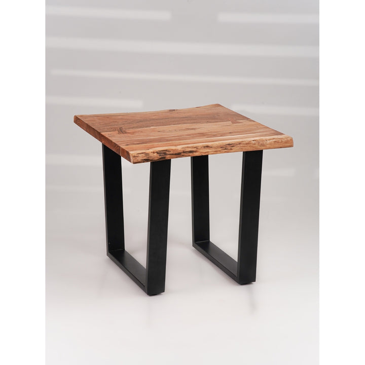 Handmade Eco-Friendly Vintage Acacia Wood and Iron Square Table 26"x26"x24" From BBH Homes Image 3