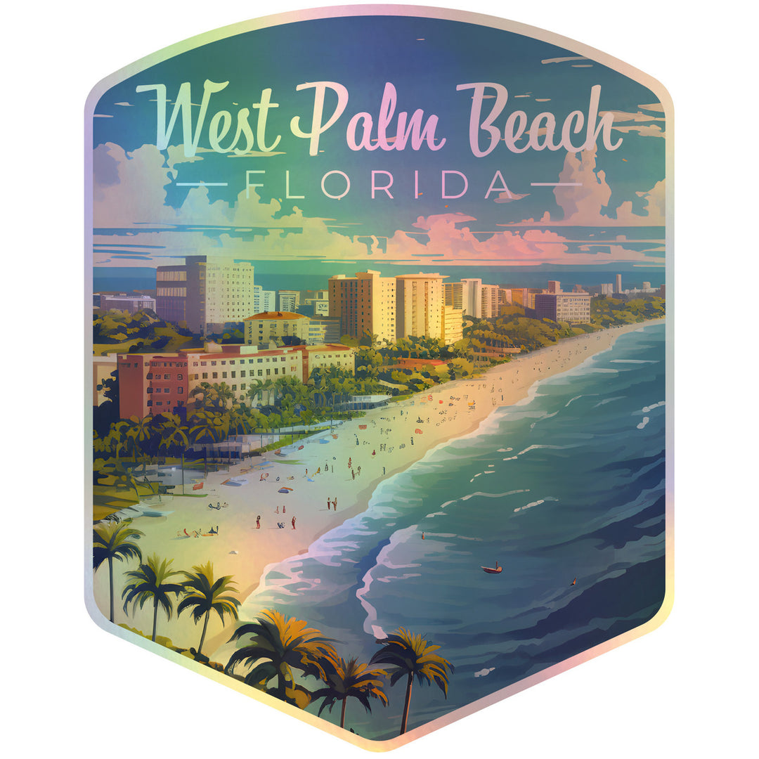 West Palm Beach Florida Holographic Charm Durable Vinyl Decal Sticker A Image 1