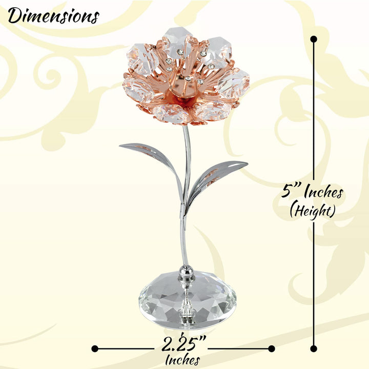 Chrome and Rose Plated Crystal Studded Sunflower Figurine Table-Top Ornament with Crystal Base by Matashi Image 7