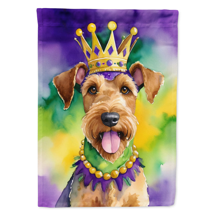 Airedale Terrier King of Mardi Gras Garden Flag Image 1