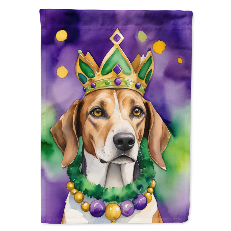 American Foxhound King of Mardi Gras Garden Flag Image 1