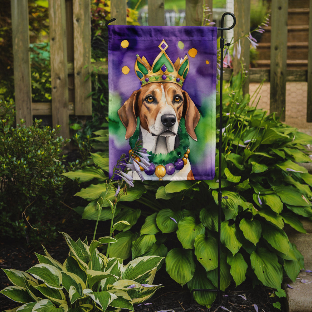 American Foxhound King of Mardi Gras Garden Flag Image 2