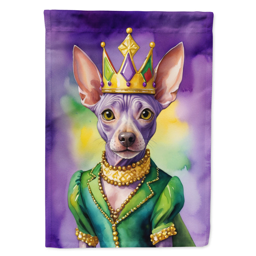 American Hairless Terrier King of Mardi Gras Garden Flag Image 1