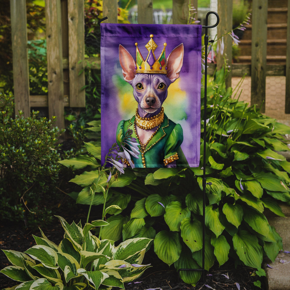 American Hairless Terrier King of Mardi Gras Garden Flag Image 2