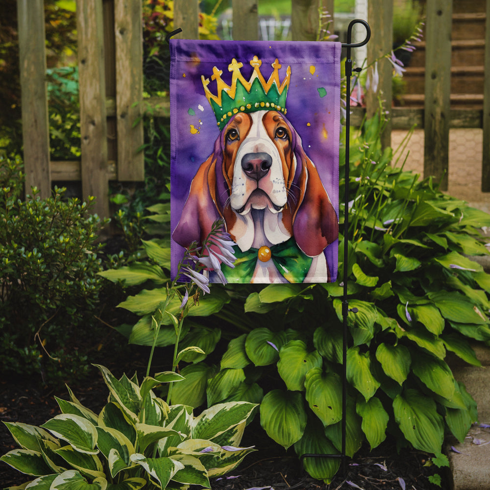 Basset Hound King of Mardi Gras Garden Flag Image 2