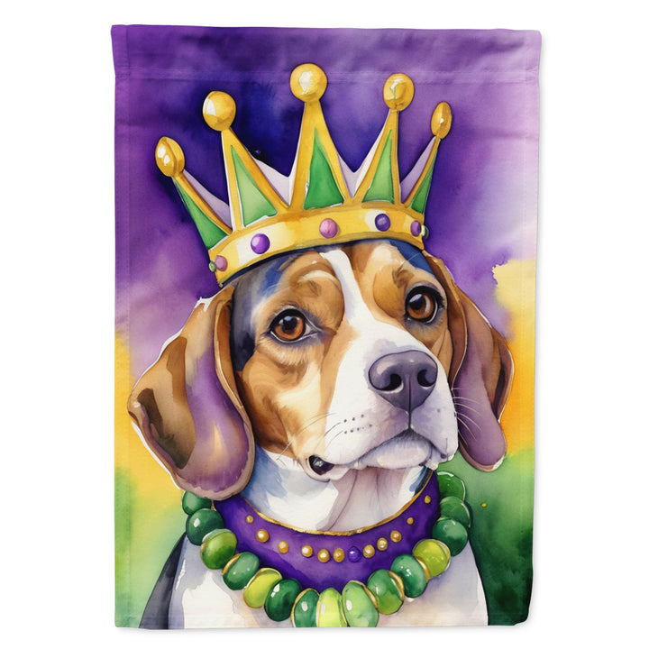 Beagle King of Mardi Gras Garden Flag Image 1