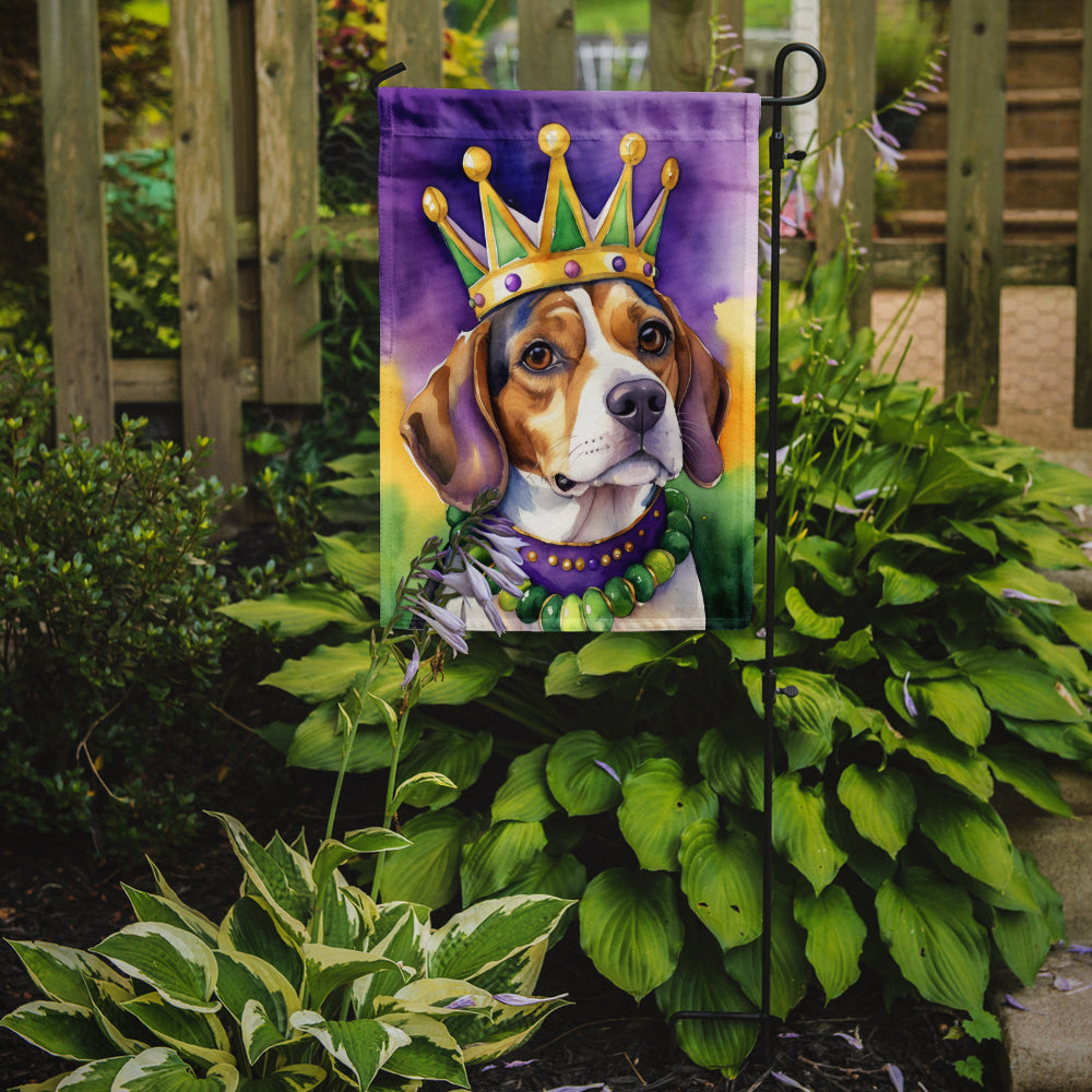 Beagle King of Mardi Gras Garden Flag Image 2